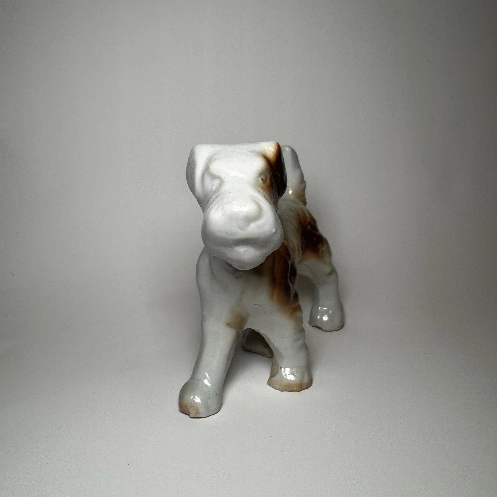 Vintage Porcelain Wire Fox Terrier Figurine Japan Dog Collectible 4” Long