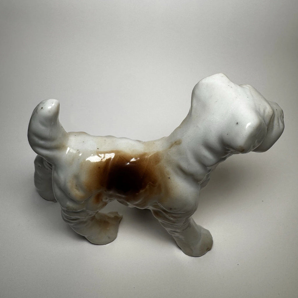 Vintage Porcelain Wire Fox Terrier Figurine Japan Dog Collectible 4” Long