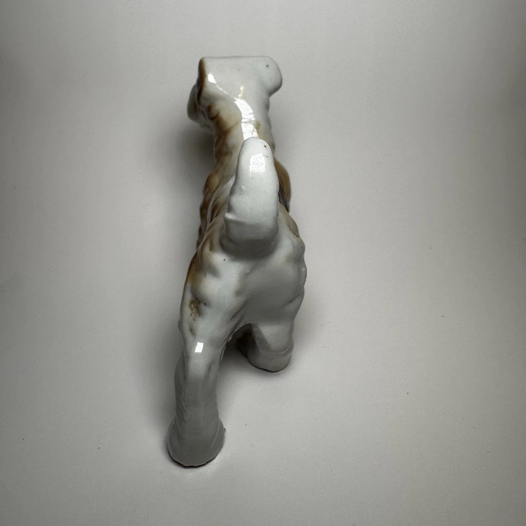 Vintage Porcelain Wire Fox Terrier Figurine Japan Dog Collectible 4” Long
