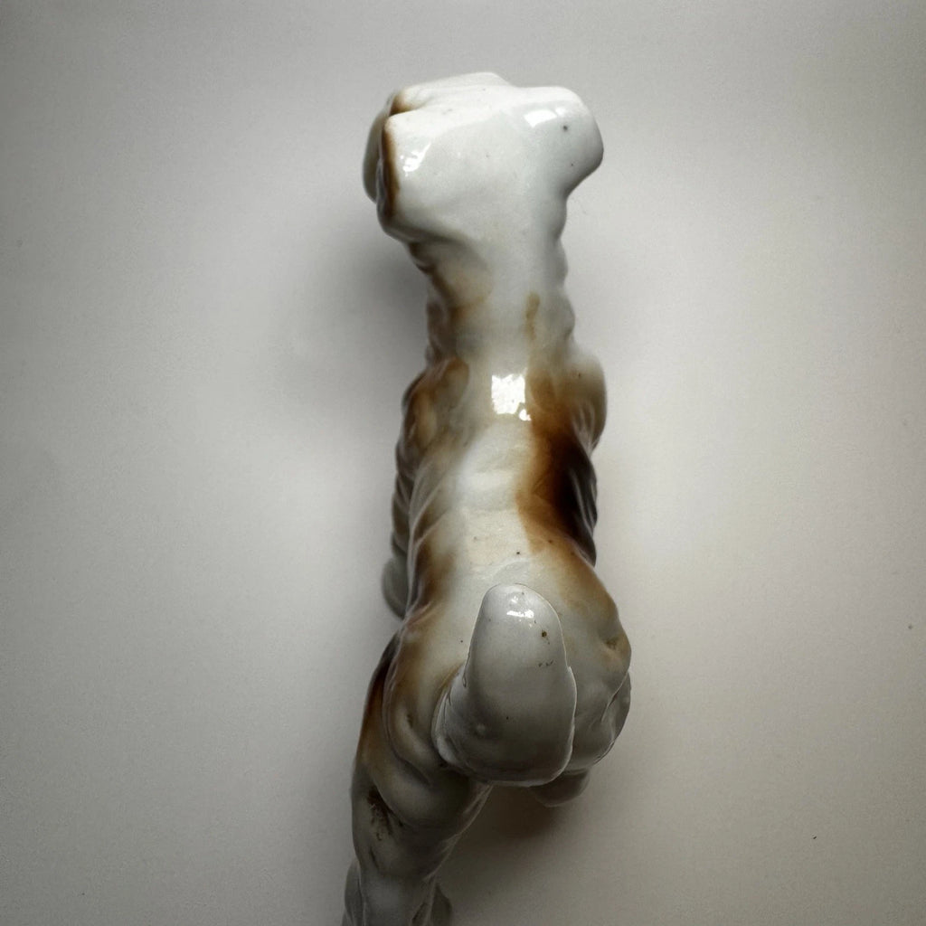 Vintage Porcelain Wire Fox Terrier Figurine Japan Dog Collectible 4” Long