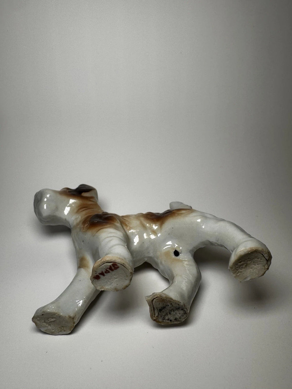 Vintage Porcelain Wire Fox Terrier Figurine Japan Dog Collectible 4” Long