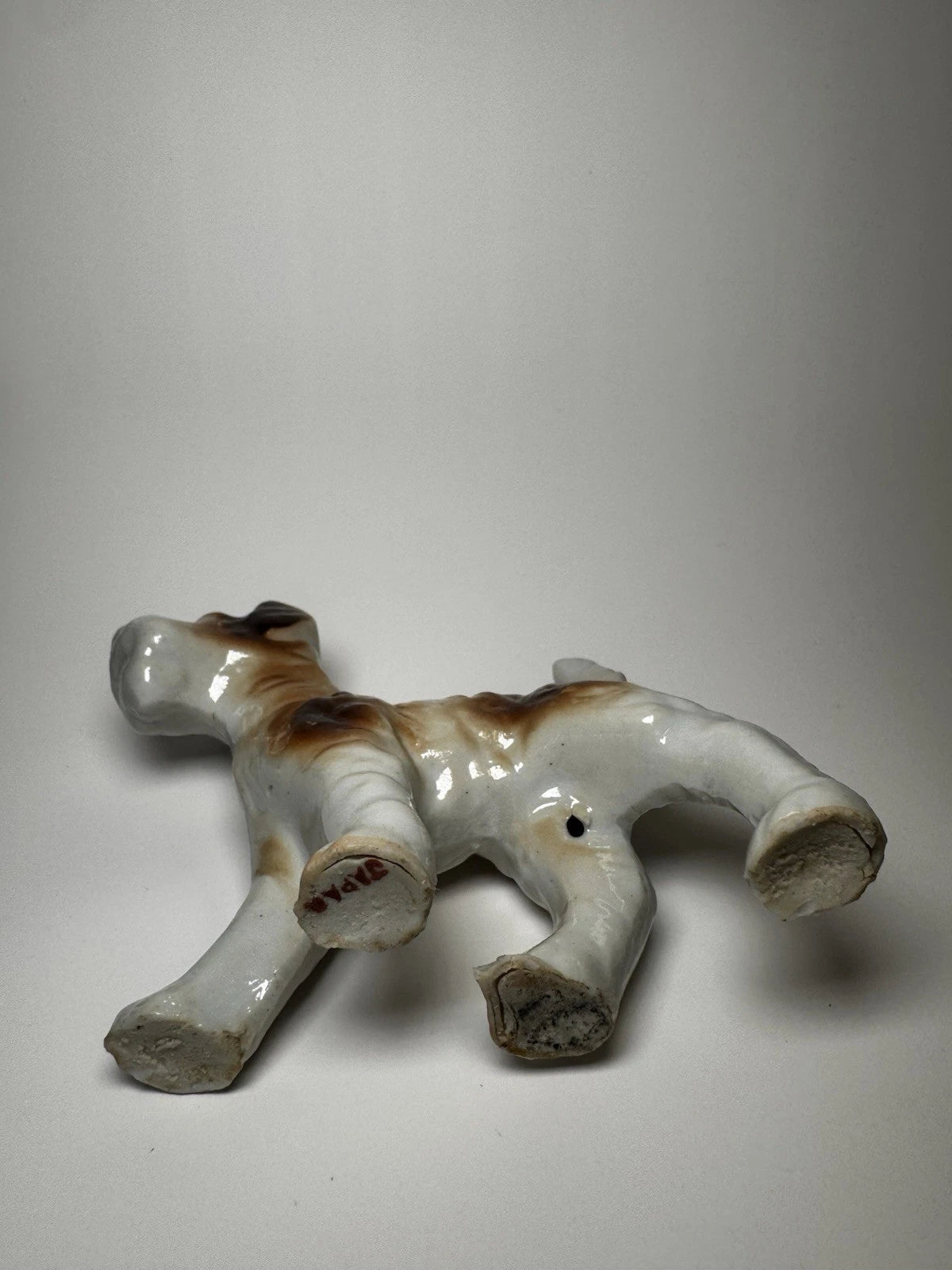 Vintage Porcelain Wire Fox Terrier Figurine Japan Dog Collectible 4” Long