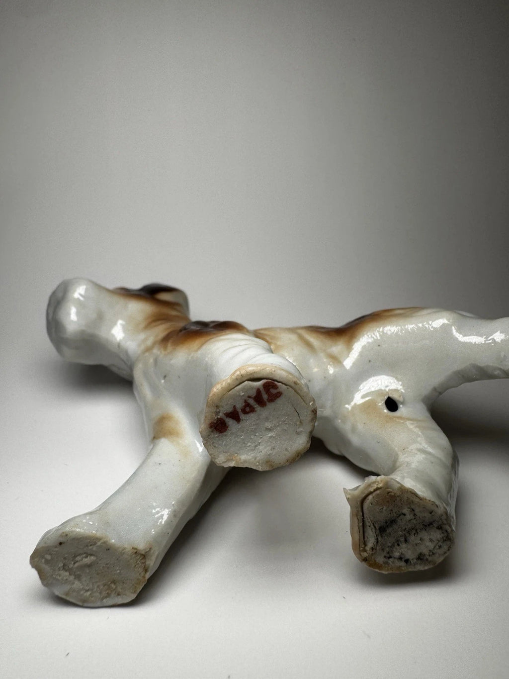Vintage Porcelain Wire Fox Terrier Figurine Japan Dog Collectible 4” Long