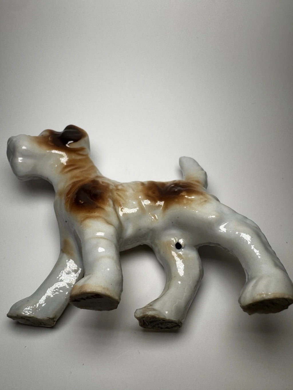 Vintage Porcelain Wire Fox Terrier Figurine Japan Dog Collectible 4” Long