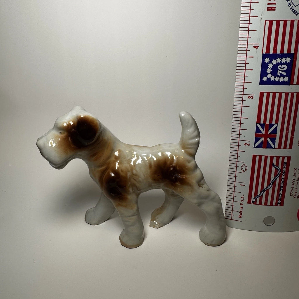 Vintage Porcelain Wire Fox Terrier Figurine Japan Dog Collectible 4” Long