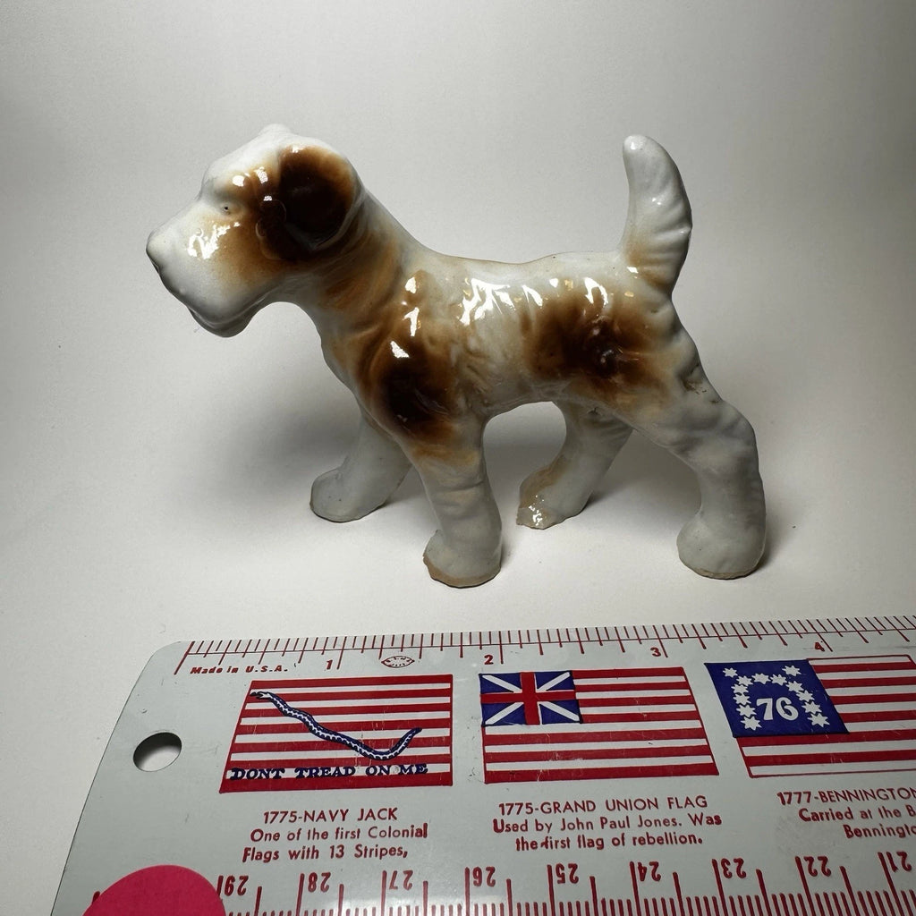 Vintage Porcelain Wire Fox Terrier Figurine Japan Dog Collectible 4” Long