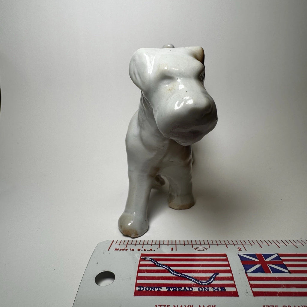 Vintage Porcelain Wire Fox Terrier Figurine Japan Dog Collectible 4” Long